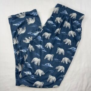 Cuddl Duds Fleece Pajama Pants Mens Large Elastic Waist Pockets Polar Bears